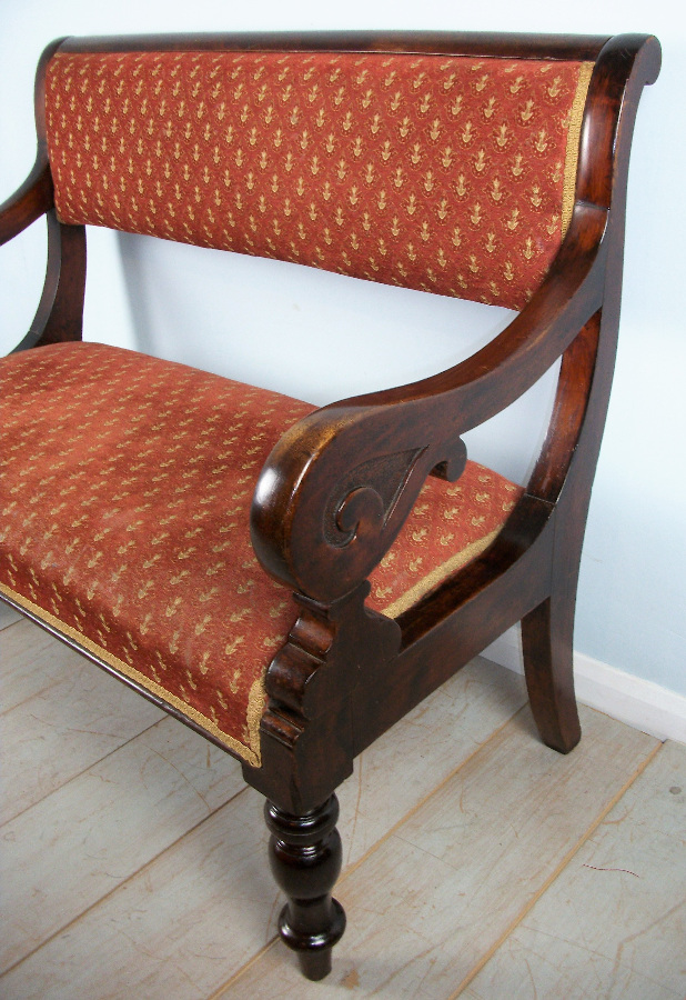 Victorian Walnut Window Seat Hall Bench